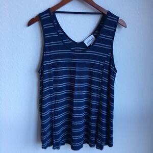Olive + Oak Blue Striped Tank Boho Casual Summer Lightweight XL
